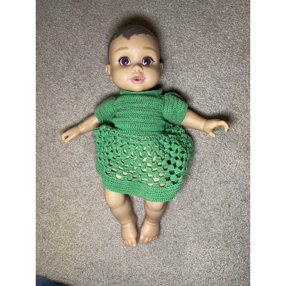 FAO Schwarz 14" Cuddle Baby Doll Brown Eyes Molded Hair 2023